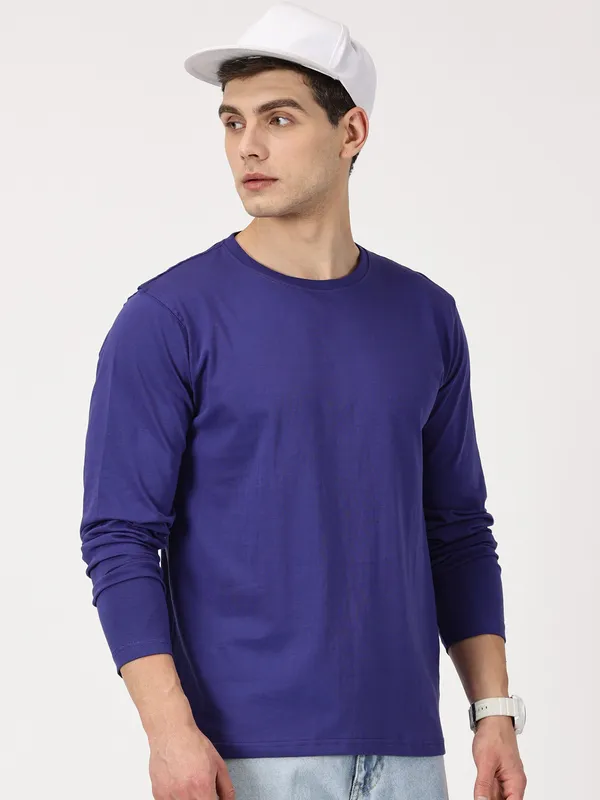 Royal_Blue_Cotton_Full_Sleeve_T_Shirt_For_Men