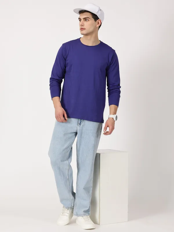 Royal_Blue_Cotton_Full_Sleeve_T_Shirt_For_Men