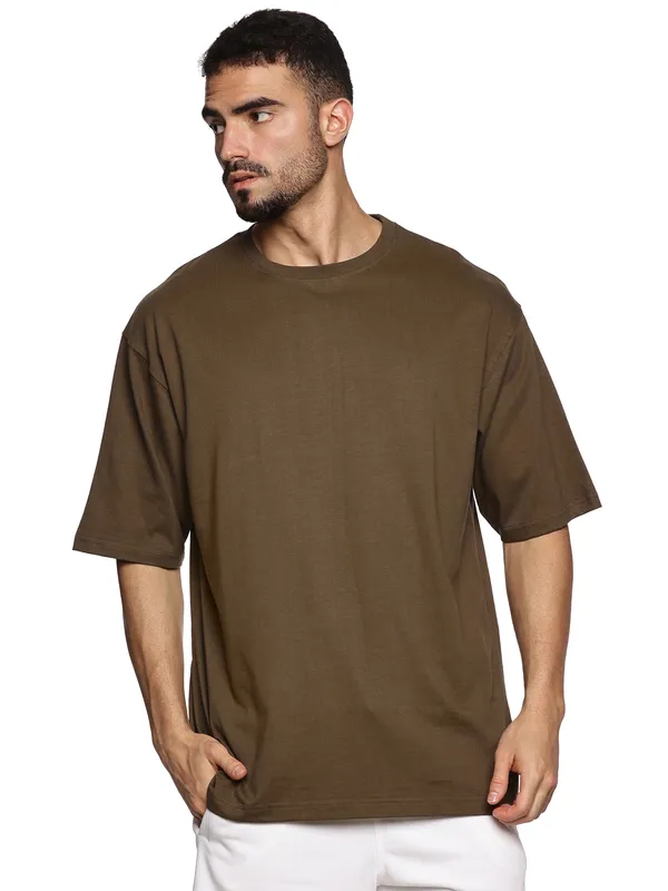 Olive_Green_Cotton_Drop_Shoulder_Oversized_T_Shirt_For_Men
