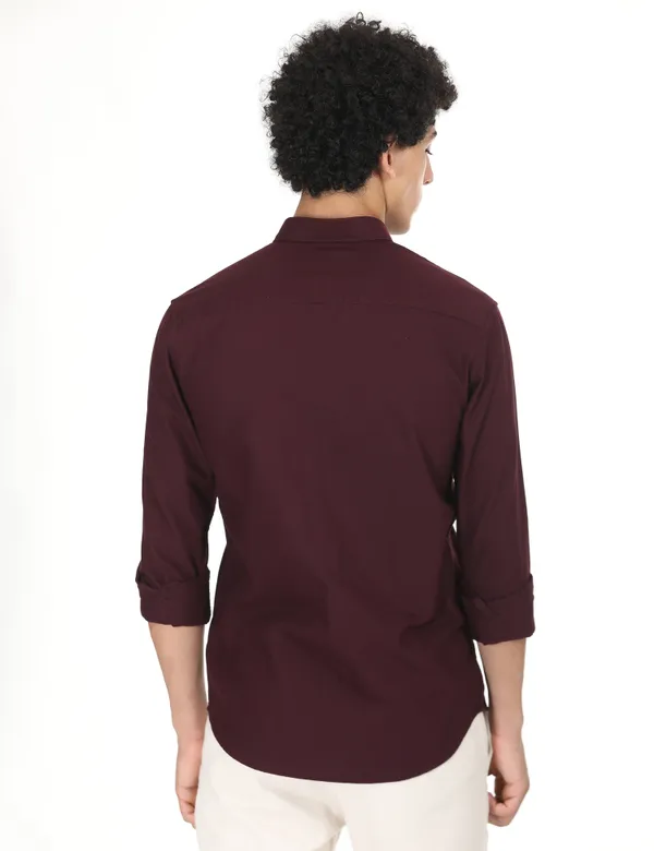 Maroon_Cotton_Solid_Oxford_Shirt_For_Men
