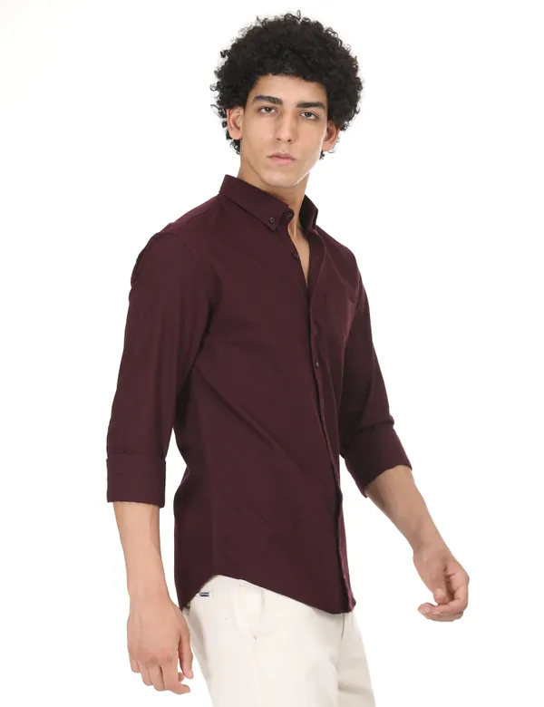Maroon_Cotton_Solid_Oxford_Shirt_For_Men