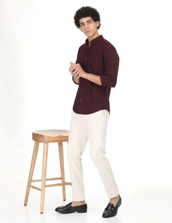Maroon_Cotton_Solid_Oxford_Shirt_For_Men