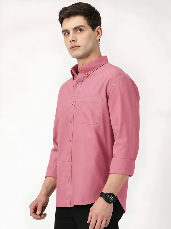 Rose_Pink_Cotton_Solid_Oxford_Shirt_For_Men