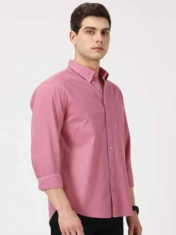 Rose_Pink_Cotton_Solid_Oxford_Shirt_For_Men