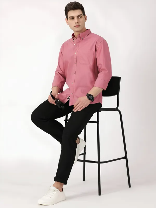 Rose_Pink_Cotton_Solid_Oxford_Shirt_For_Men