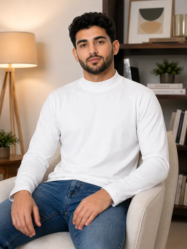 Off_White_Cotton_Turtle_Neck_T_Shirt_For_Men