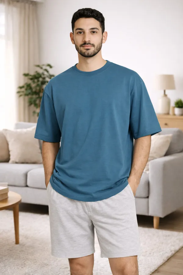 Oxford_Blue_Ottoman_Cotton_T_Shirt_For_Men