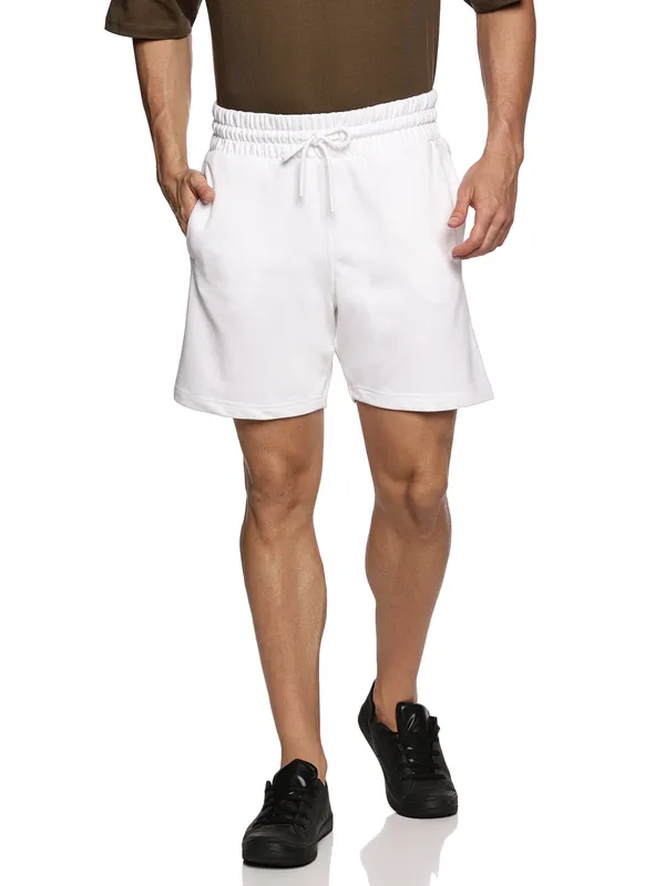 White_Cotton_Terry_Relaxed_Fit_Shorts_For_Men