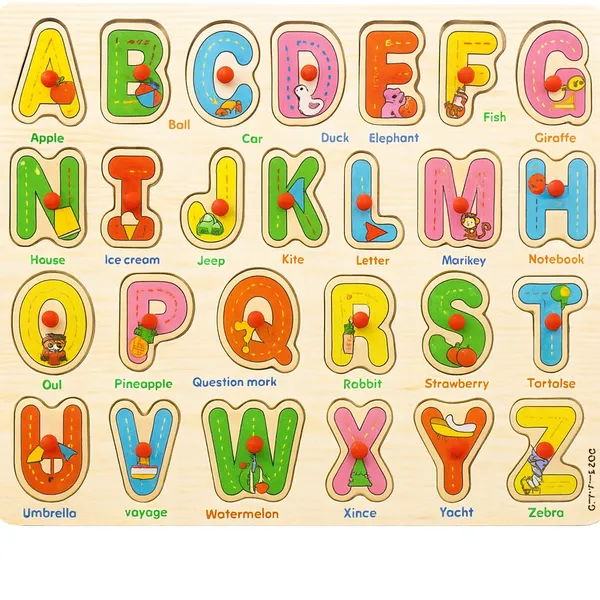 Wgd_1249_Wooden_Alphabet_Knob_Puzzle_Board_A_To_Z_Learning_Toy_For_Kids