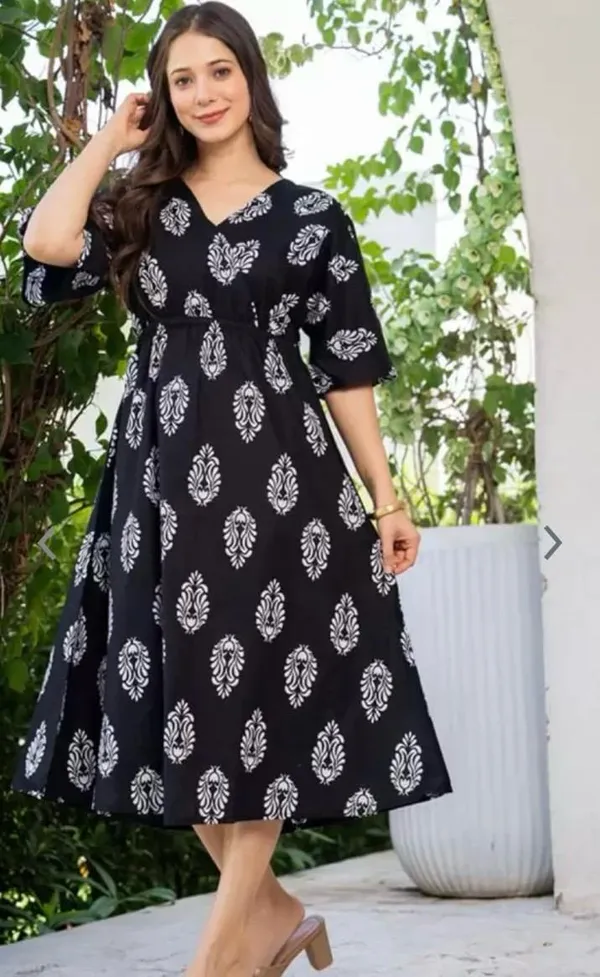 Black_Manojava_Women_Ethnic_Motifs_Printed_Applique_Wrap_Midi_Gown