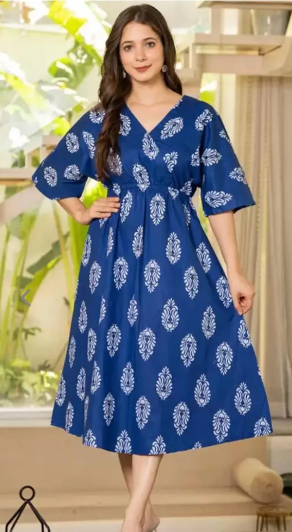 Blue_Manojava_Women_Ethnic_Motifs_Printed_Applique_Wrap_Midi_Gown