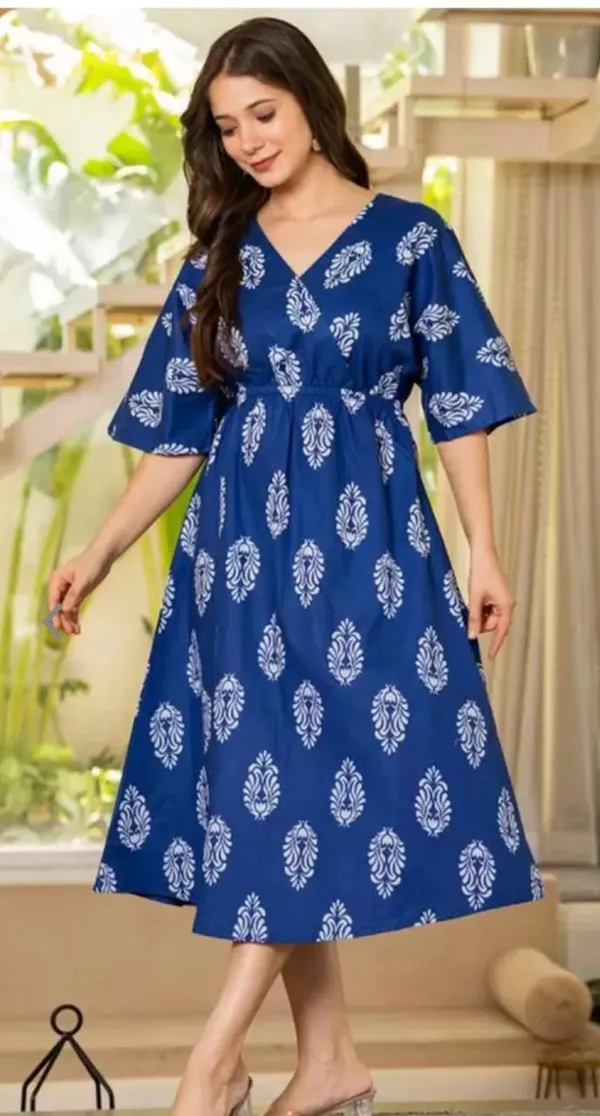 Blue_Manojava_Women_Ethnic_Motifs_Printed_Applique_Wrap_Midi_Gown