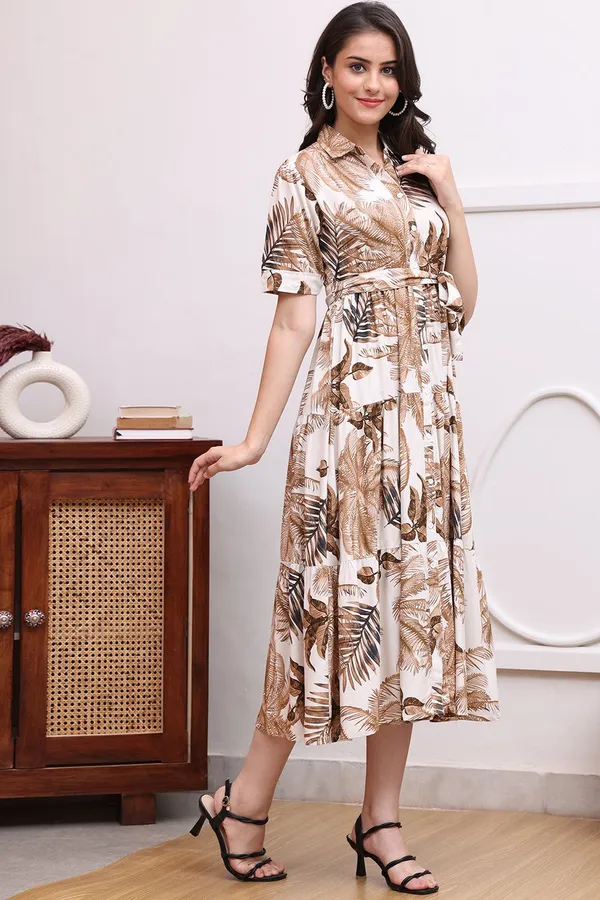 Rust_Cotton_Printed_Short_Sleeves_Maternity_Gown_For_Women