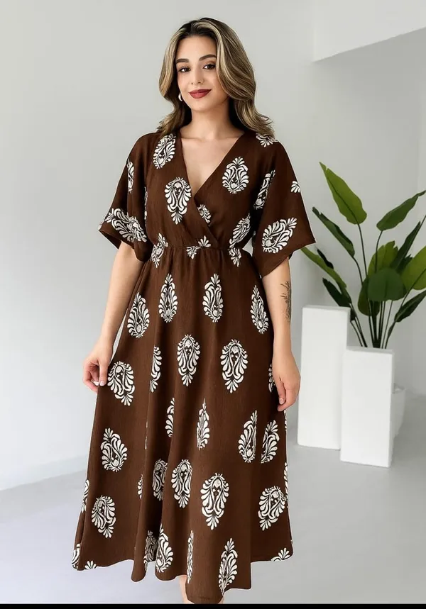 Manojava_Women_Ethnic_Motifs_Printed_Applique_Wrap_Midi_Gown