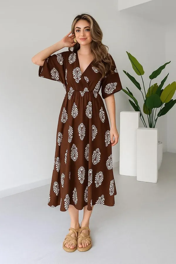 Manojava_Women_Ethnic_Motifs_Printed_Applique_Wrap_Midi_Gown