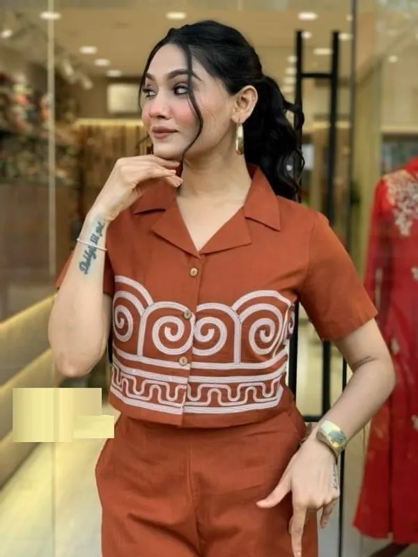 Orange._Printed_Co-ord_Set_(_Shirt-Palazzo)_For_Women_And_Girls