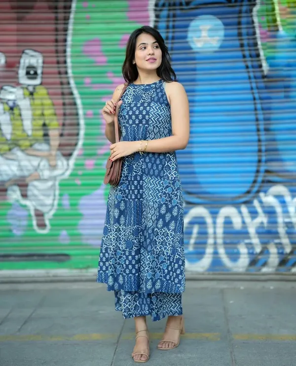 Tushita_Blue_Indigo_Cotton_Co-ord_Set_For_Women_And_Girls