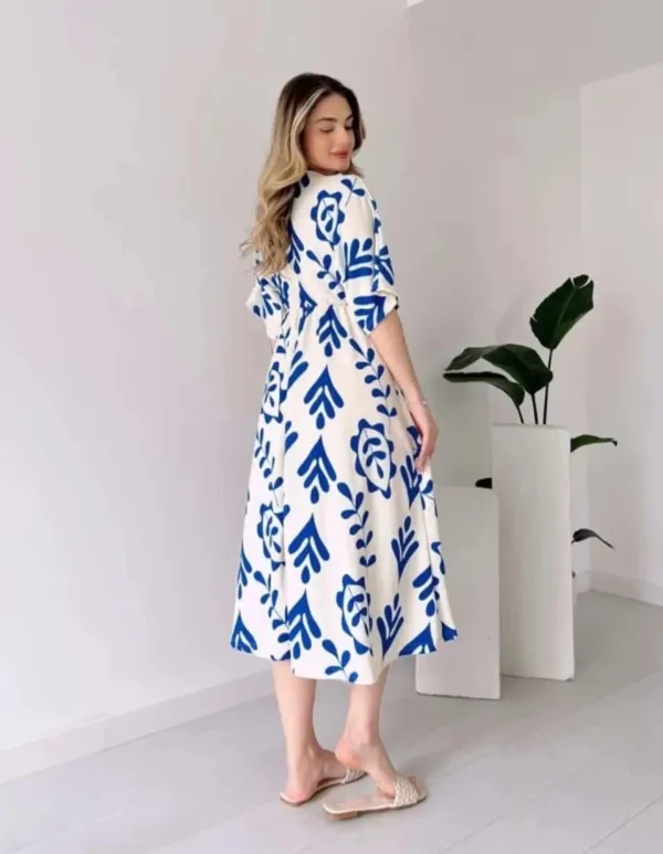 White_Manojava_Women_Ethnic_Motifs_Blue_Printed_Applique_Wrap_Midi_Gown