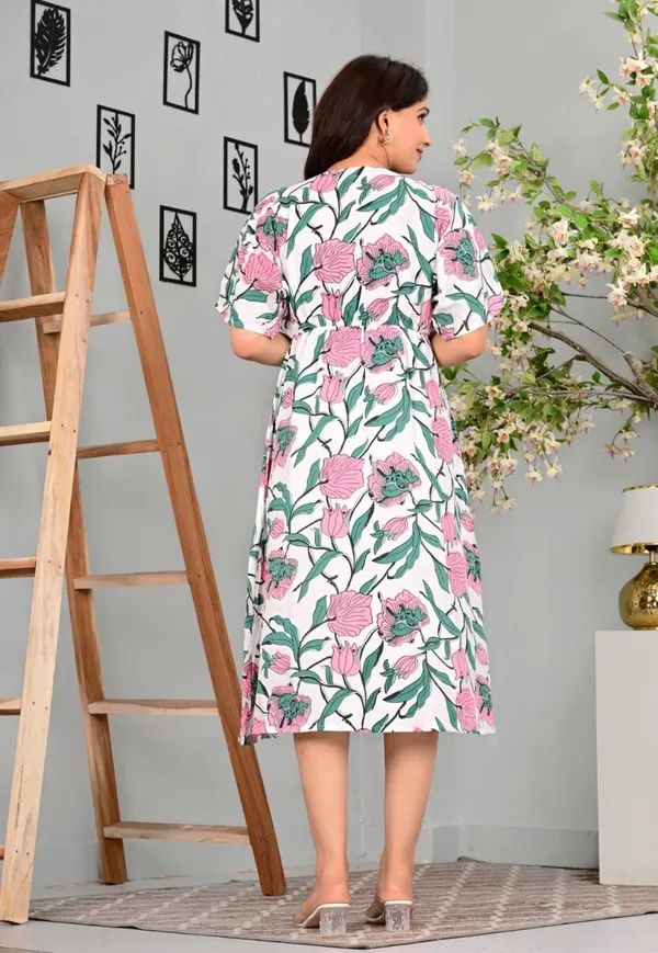 White_Manojava_Women_Ethnic_Motifs_Printed_Applique_Wrap_Midi_Gown
