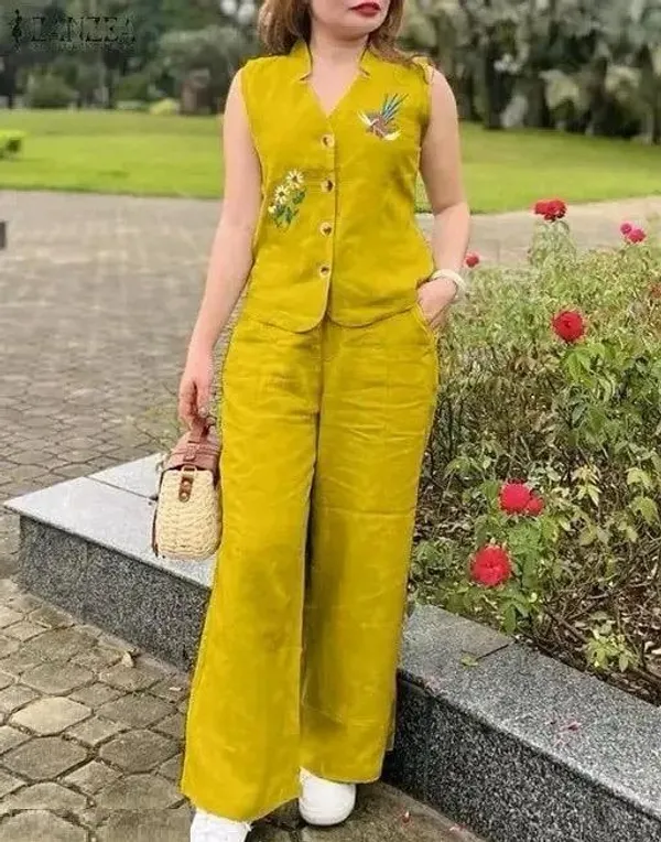 Yellow_Printed_Co-ord_Set_(_Top-Pilajo_)_For_Women_And_Girls