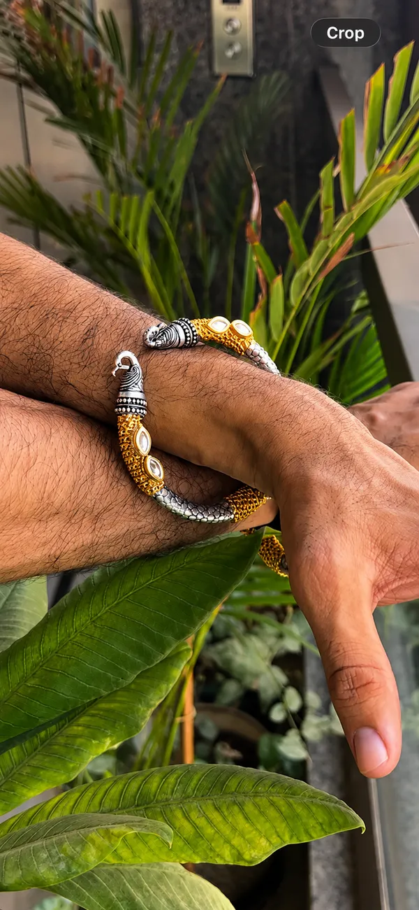 Men's_Gold_&_Silver_Hand_Kada_|_Traditional_Indian_Statement_Bracelet_|_Karatique