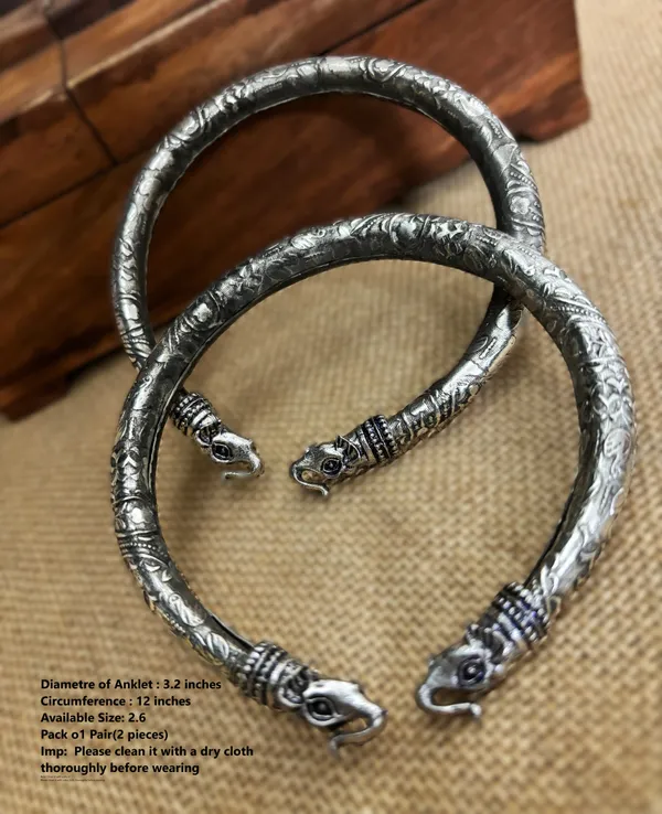 German_Silver_Plated_Oxidised_Anklet_Pair_for_Men_and_Women_(Size:_Please_check_the_Image)