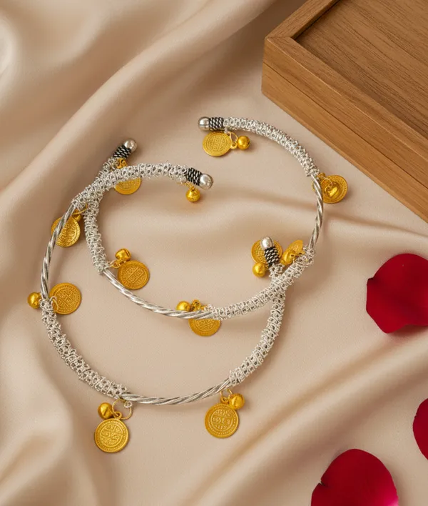 Oxidised_German_Silver_and_Golde_Plated_Anklet_Pair_for_Women_and_Men