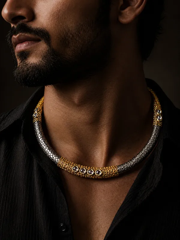Oxidised_Dual_Tone_Kundan_Neckring_for_Women_and_Men