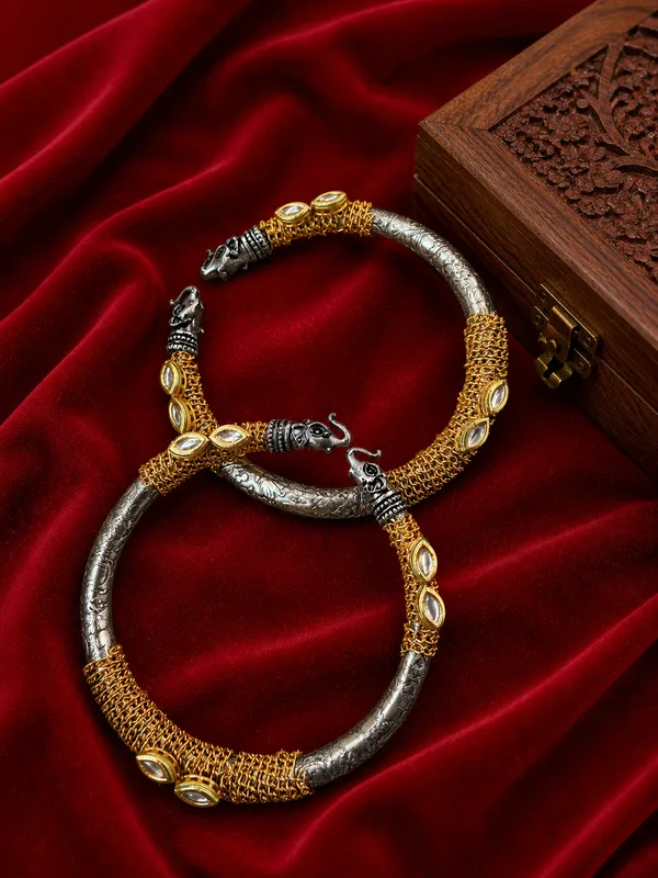 German_Silver_Plated_Oxidised_Kundan_Anklet_Pair_for_Men_and_Women_(Size:_Please_check_the_Image)