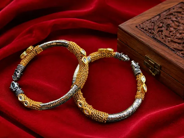 German_Silver_Plated_Oxidised_Kundan_Anklet_Pair_for_Men_and_Women_(Size:_Please_check_the_Image)