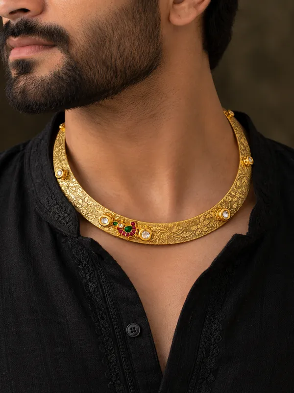 Oxidised_German_Silver_Plated_Unisex_Kundan_Hasli__Neckring_