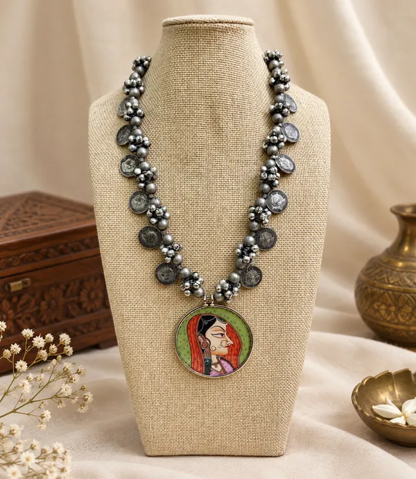 Oxidised_Silver-Tone_Long_Adjustable_Necklace_for_Men_and_Women_with_Handpainted_Radha_Krishna_Pendant