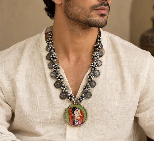 Oxidised_Silver-Tone_Long_Adjustable_Necklace_for_Men_and_Women_with_Handpainted_Radha_Krishna_Pendant