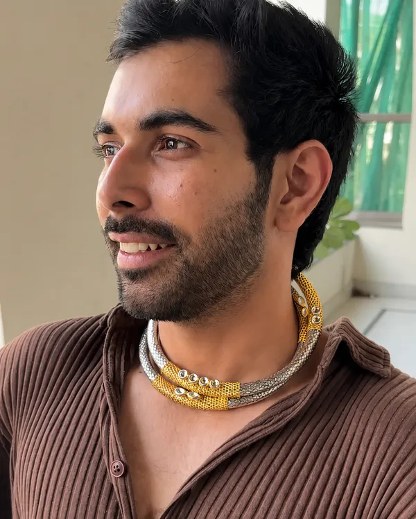 Gold_Statement_Choker_Necklace_for_Men_|_Tribal_Engraved_Collar_Necklace_|_Ethnic_Festive_Jewelry_for_Men_|_Karatique