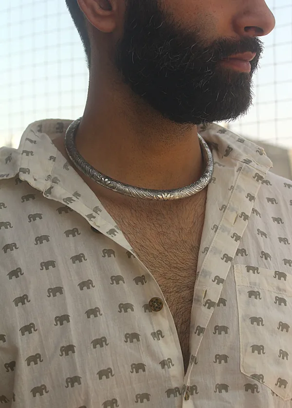 Oxidised_German_Silver_Plated_Rajasthani_Hansli_Necklace__Choker_for_Men