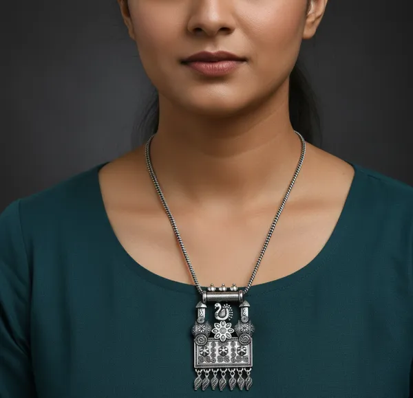 Daily_wear_Indian_Necklace_Oxidised_German_silver_necklace_21_inch_approx_total_length_Kolhapuri_Necklace_Oxidised_Pendant_for_Women