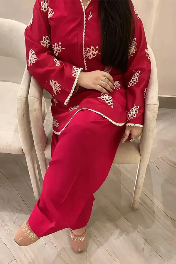 Fuchsia_Red_Chikankari_Co-ord_Set