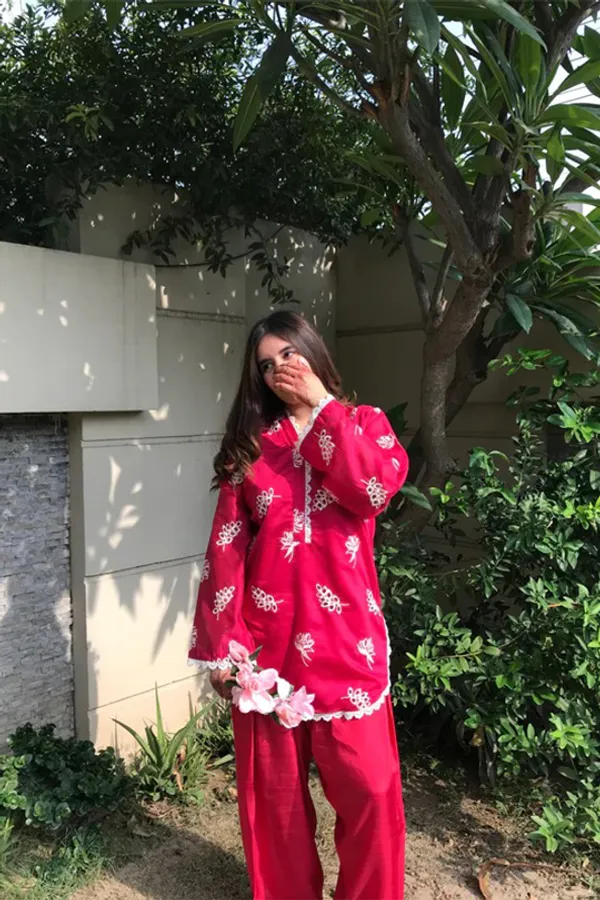 Fuchsia_Red_Chikankari_Co-ord_Set