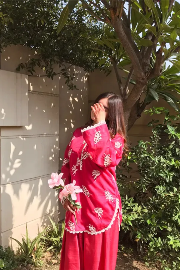 Fuchsia_Red_Chikankari_Co-ord_Set