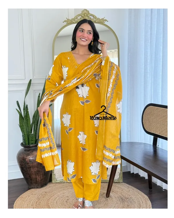 ROSE_FLORAL_PRINTED_COTTON_SUIT_SET_-YELLOW