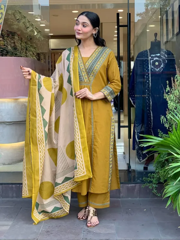 MUSTARD_YELLOW_COTTON_SUIT_SET_WITH_DUPATTA