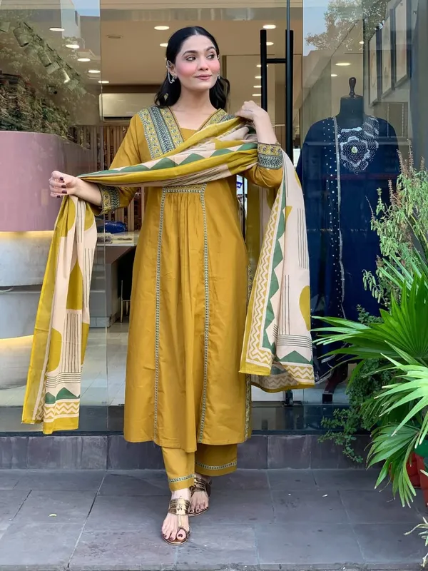 MUSTARD_YELLOW_COTTON_SUIT_SET_WITH_DUPATTA