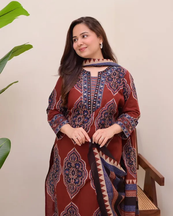 Maroon_Ajark_Printed_Cotton_Suit