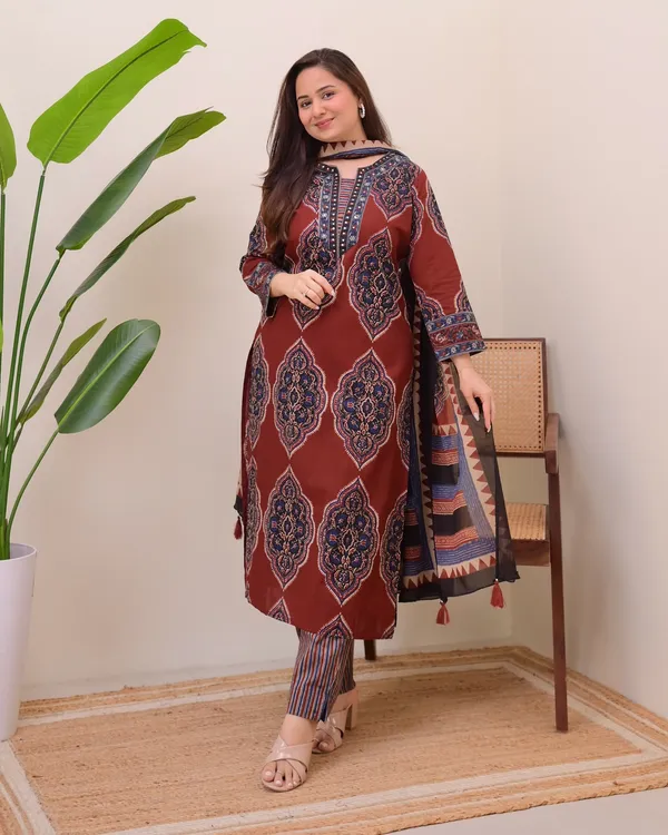 Maroon_Ajark_Printed_Cotton_Suit