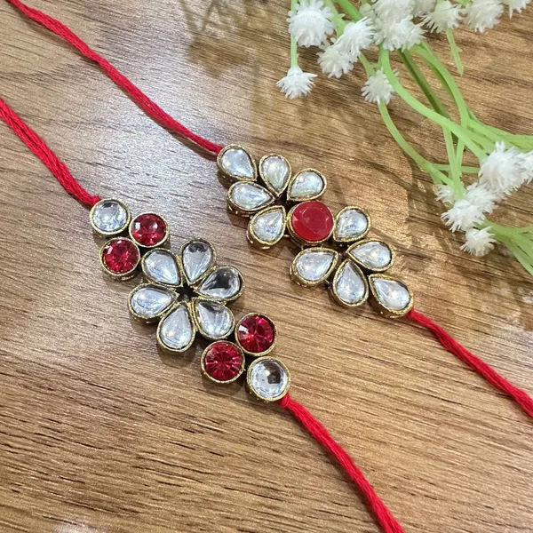 Dhivara_Kundan_Rakhi_Combo_/_Pack_Of_2_Rakhi_With_Roli_Chawal