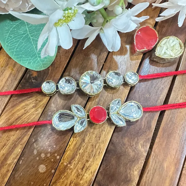Dhivara_Kundan_Rakhi_Combo_/_Pack_Of_2_Rakhi_With_Roli_Chawal