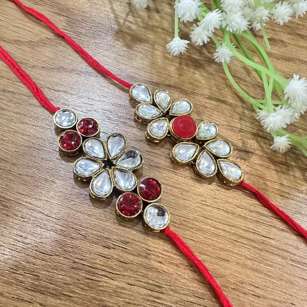 Dhivara_Kundan_Rakhi_Combo_/_Pack_Of_2_Rakhi_With_Roli_Chawal