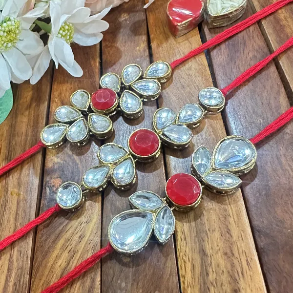 Dhivara_Kundan_Rakhi_Combo_/_Pack_Of_3_Rakhi_With_Roli_Chawal