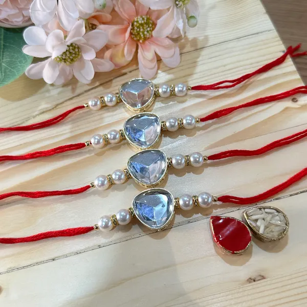 Dhivara_Kundan_Rakhi_With_Roli_Chawal_Pack_Of_4