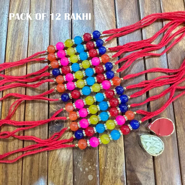 Dhivara_Pearl_Rakhi_Combo_/_Pack_Of_12_Rakhi_With_Roli_Chawal